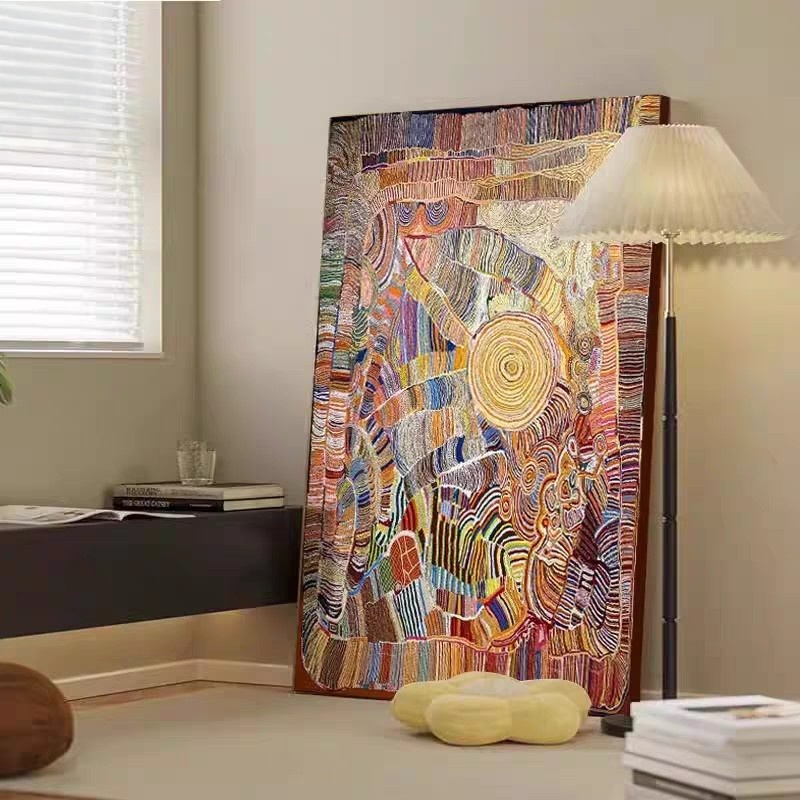 《聚财》中古风抽象客厅玄关装饰画小众多巴胺高级轻奢设计师挂画