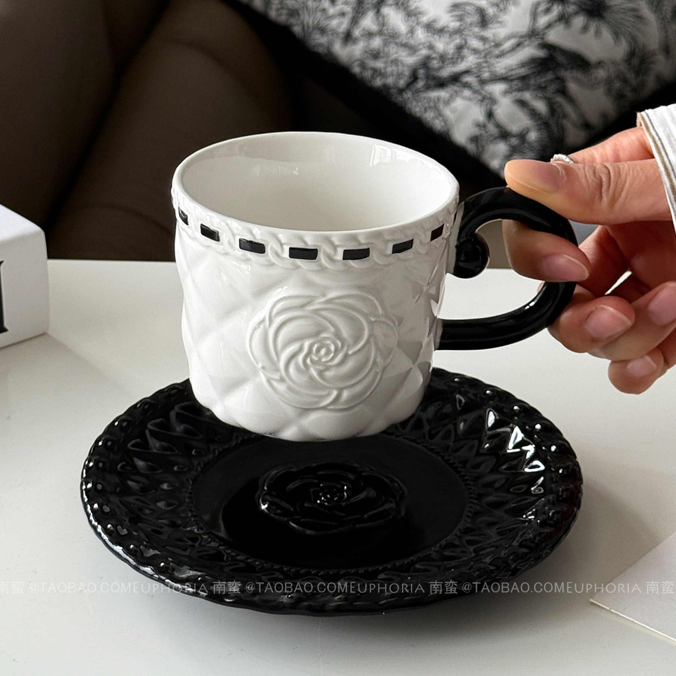 法式复古小香风肌理感咖啡杯碟下午茶水杯拉花杯热拿铁杯小众礼物,餐饮具,咖啡杯,淘宝优惠券,粉丝福利购,淘宝优惠卷