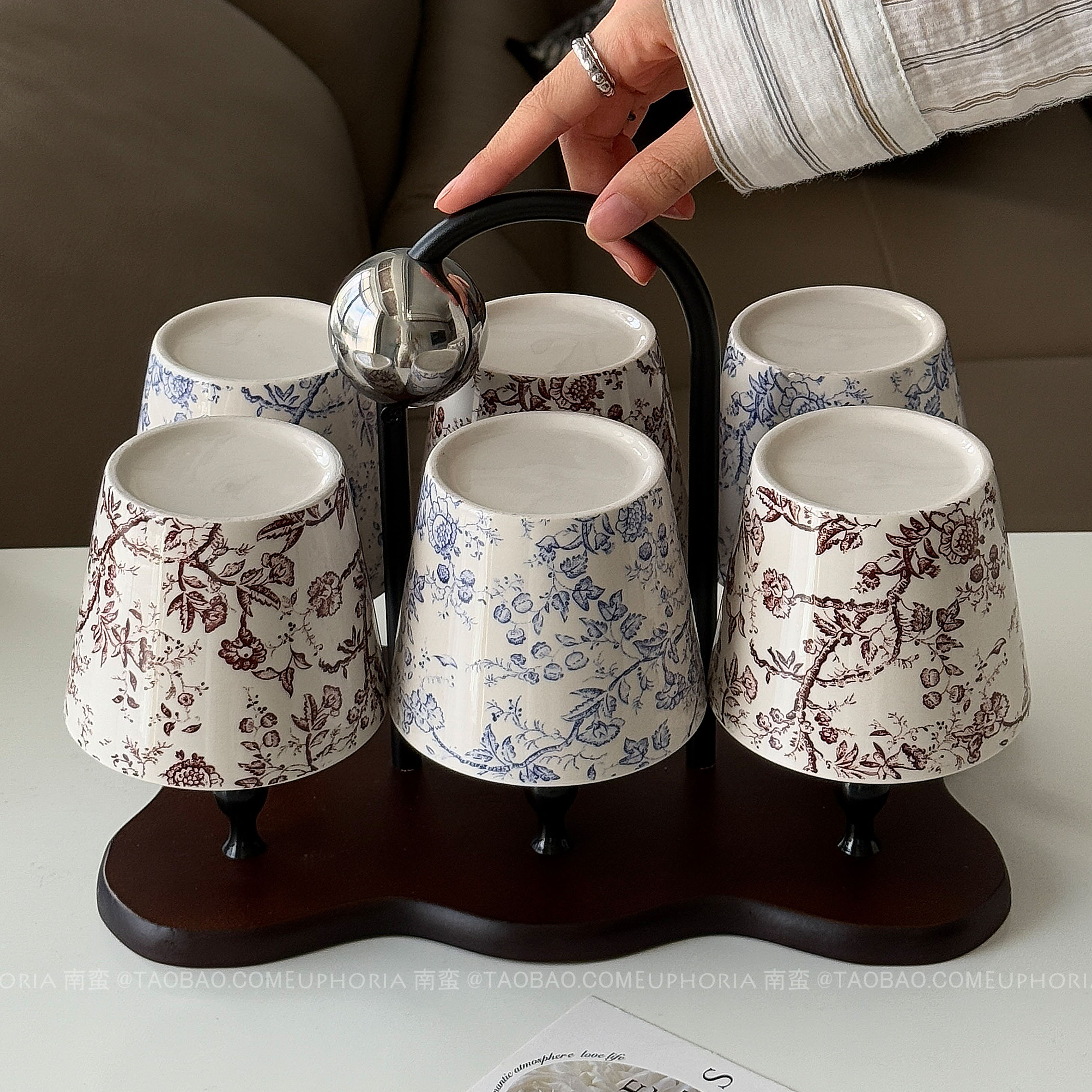 新中式藤蔓客厅待客茶杯水杯套装