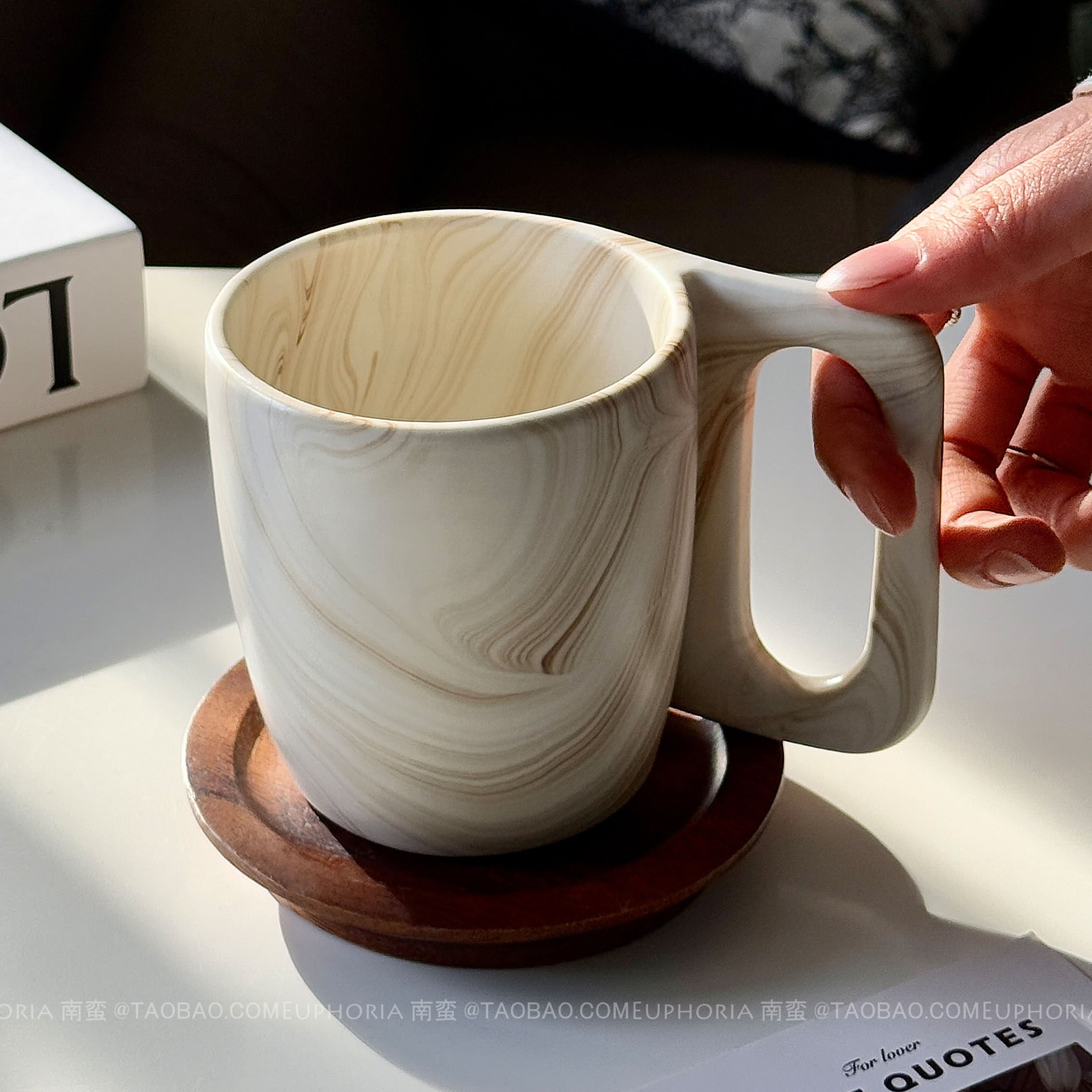 复古哑光墨染棕卷纸杯陶瓷马克杯子大容量水杯拿铁咖啡杯伴手礼物,餐饮具,马克杯,淘宝优惠券,粉丝福利购,淘宝优惠卷