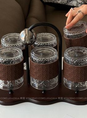 美拉德复古客厅待客茶杯家用水杯套装藤编纹玻璃杯咖啡杯乔迁礼物