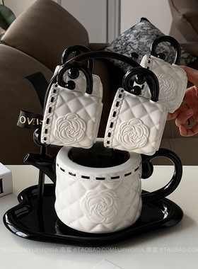 法式小香风陶瓷水具套装家用水杯轻奢高级感下午茶杯乔迁新居礼物