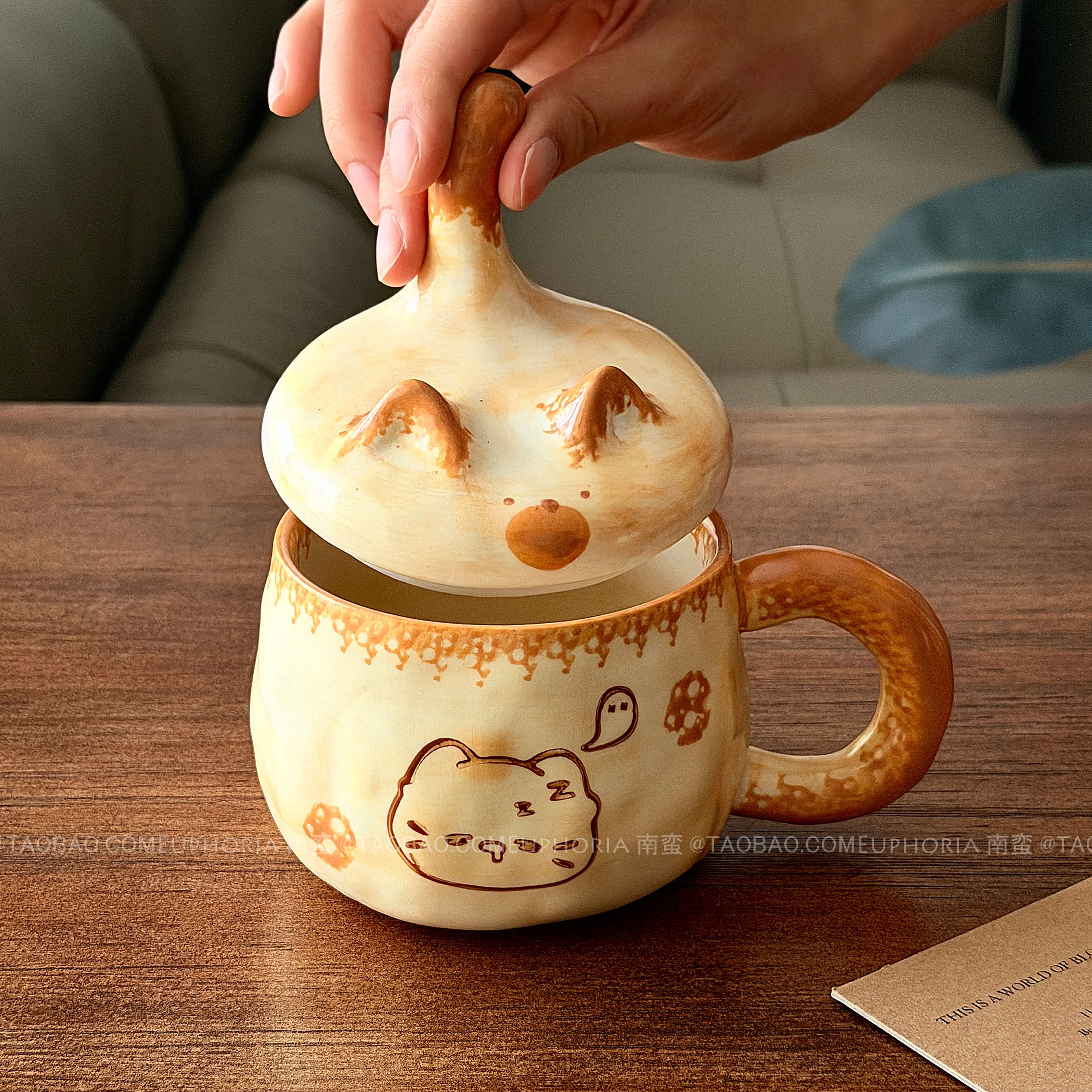 复古可爱焦黄厨师猫咪咖啡马克杯