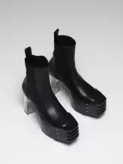 -Ttulf- Kiss Boots Genuine Leather Thick-Soled Height-Increasing Metal Inserts Crystal Heel Men's High Heels