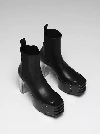 -Ttulf- Kiss Boots Genuine Leather Thick-Soled Height-Increasing Metal Inserts Crystal Heel Men's High Heels