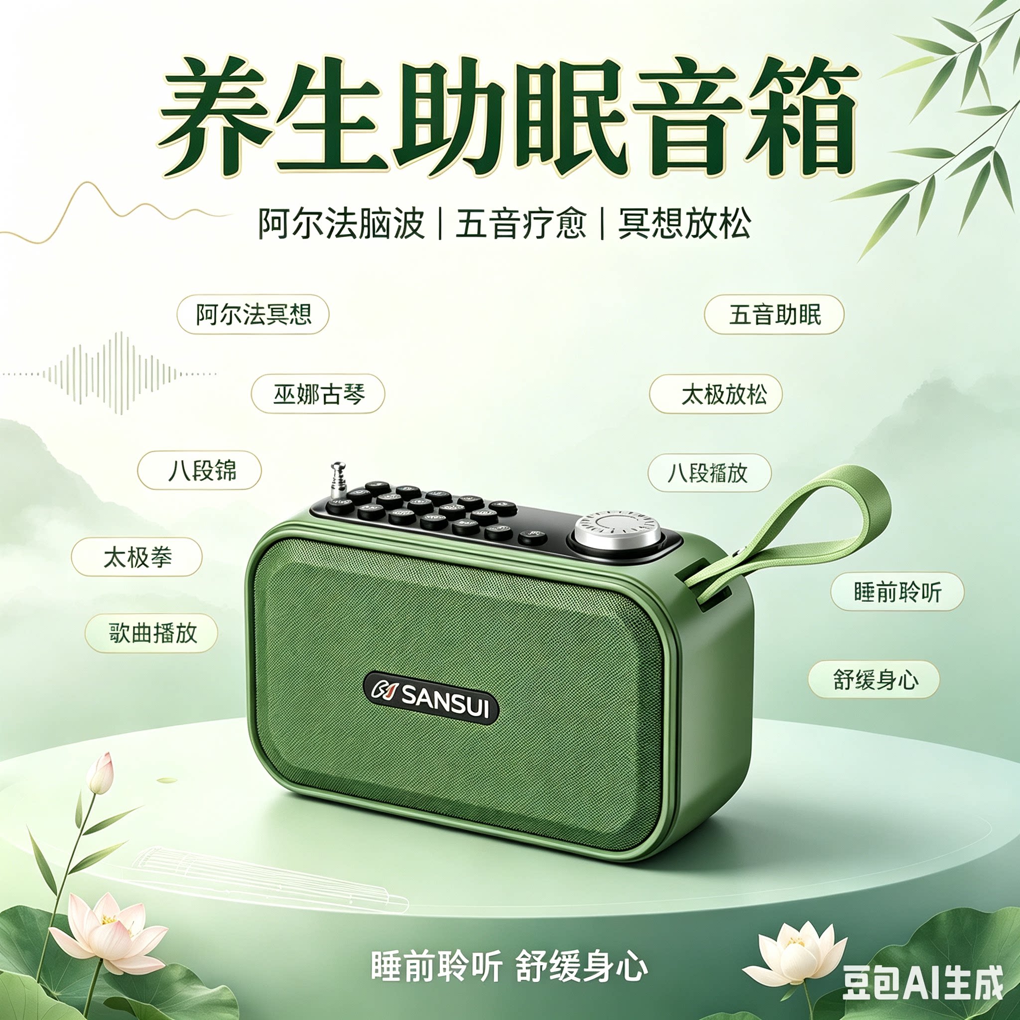 古典五行养生音乐播放器高清音质插卡充电美容院瑜伽茶室古筝古琴