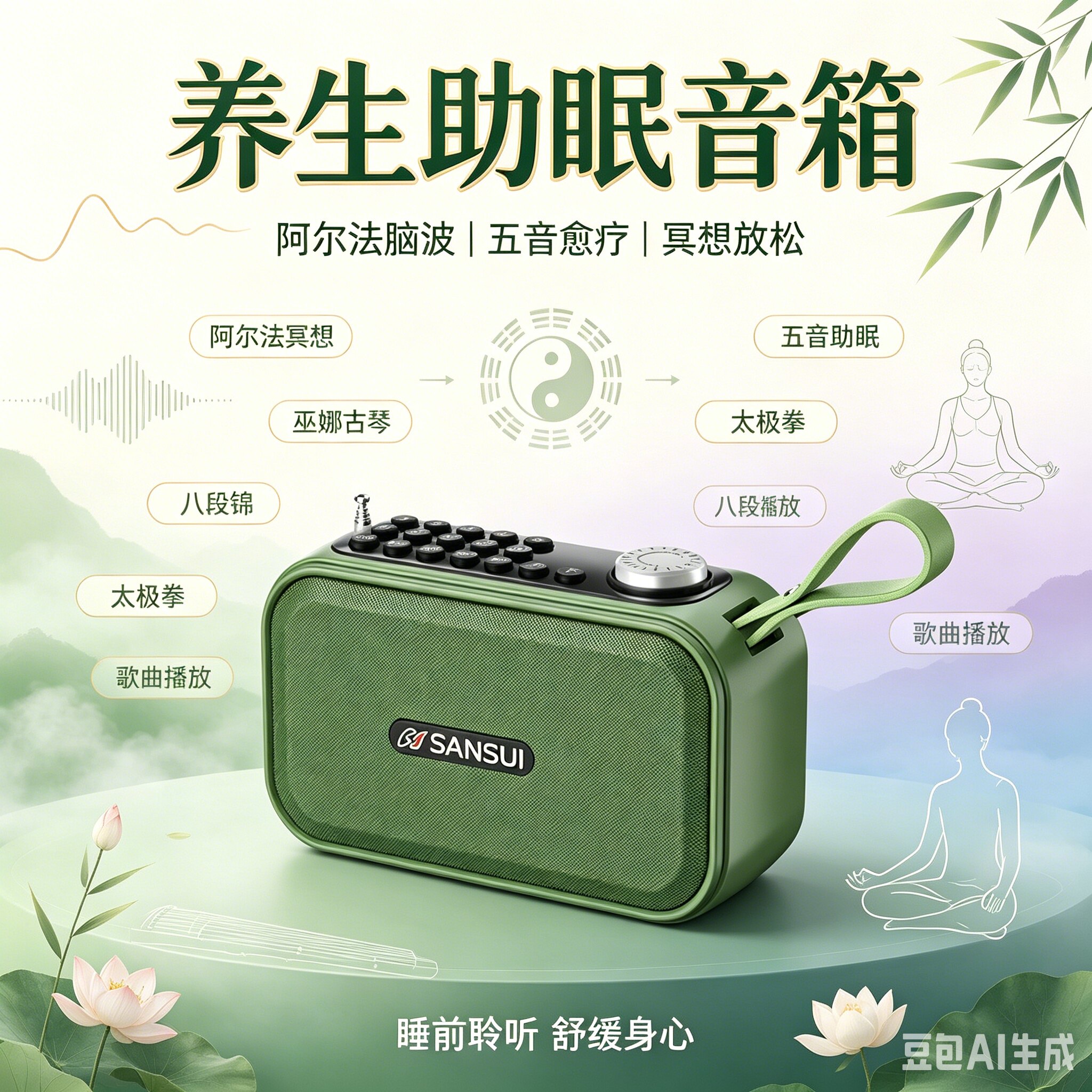 古典五行养生音乐播放器高清音质插卡充电美容院瑜伽茶室古筝古琴