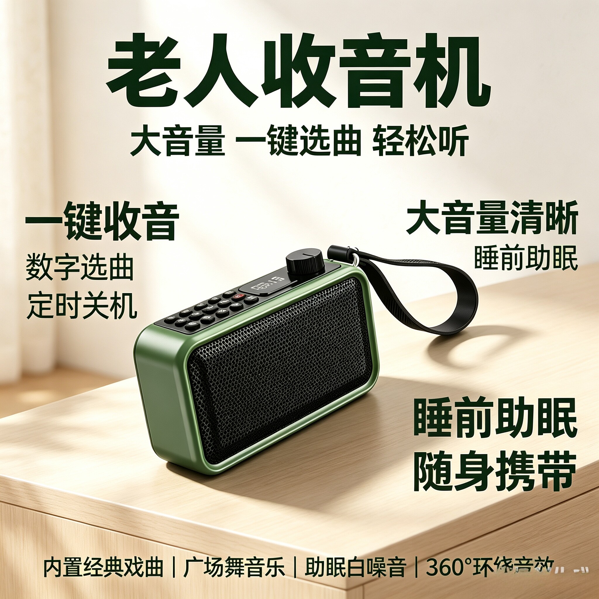 老人收音机蓝牙发射调频插卡半导体蓝牙音响定时开关机插卡插优盘