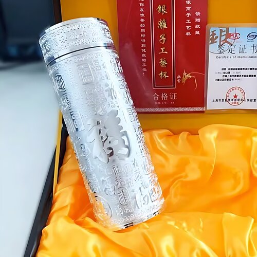百福足银保温杯银水杯999纯银