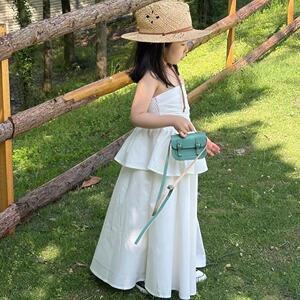 Txxkids特小汐夏儿童好看白色吊带高级宽松公主裙女孩时尚连衣裙
