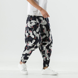 2021夏季新款仙鹤风潮流中国风男休闲长裤棉麻宽松低裆跨裤K55P40，男装休闲裤，星座1217-2