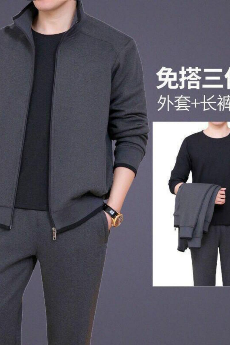 2020中老年爸爸装休闲套装男式春秋款大码休闲套装三件套TZ183P70,男装休闲套装,星座1217-2