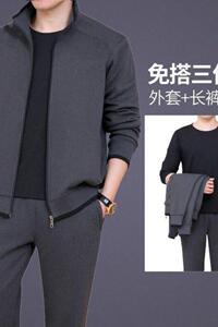 2020中老年爸爸装休闲套装男式春秋款大码休闲套装三件套TZ183P70图片