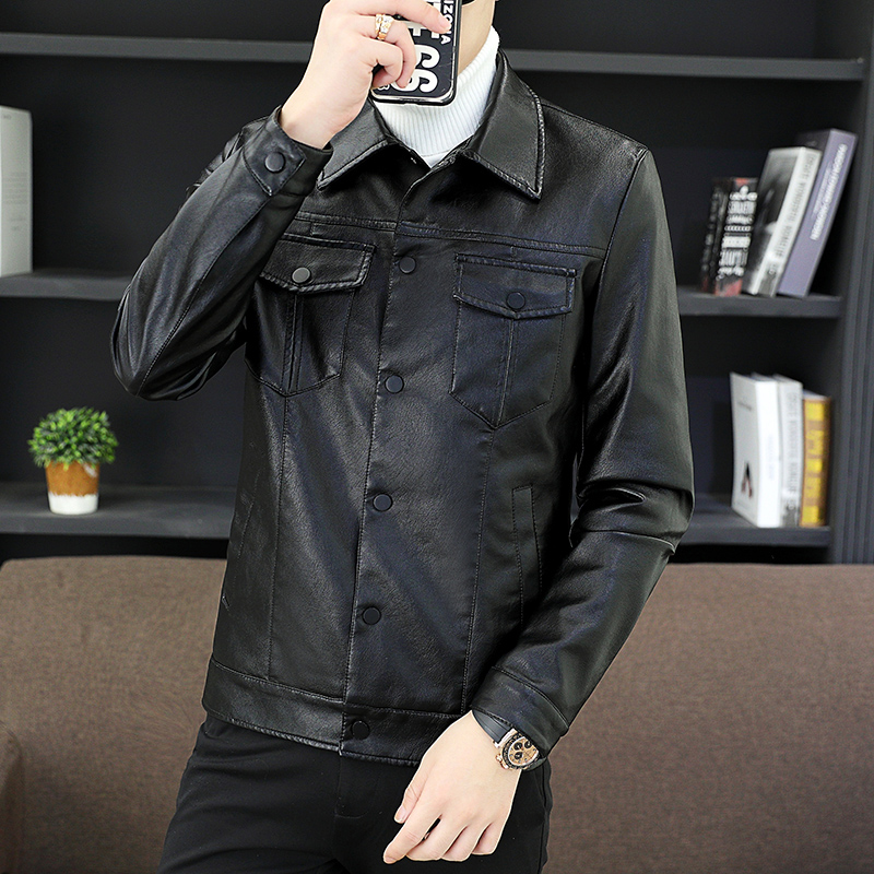 2021主推秋冬新品休闲时尚单排扣皮夹克外套PU皮衣男7568，男装皮衣，星座1217-2
