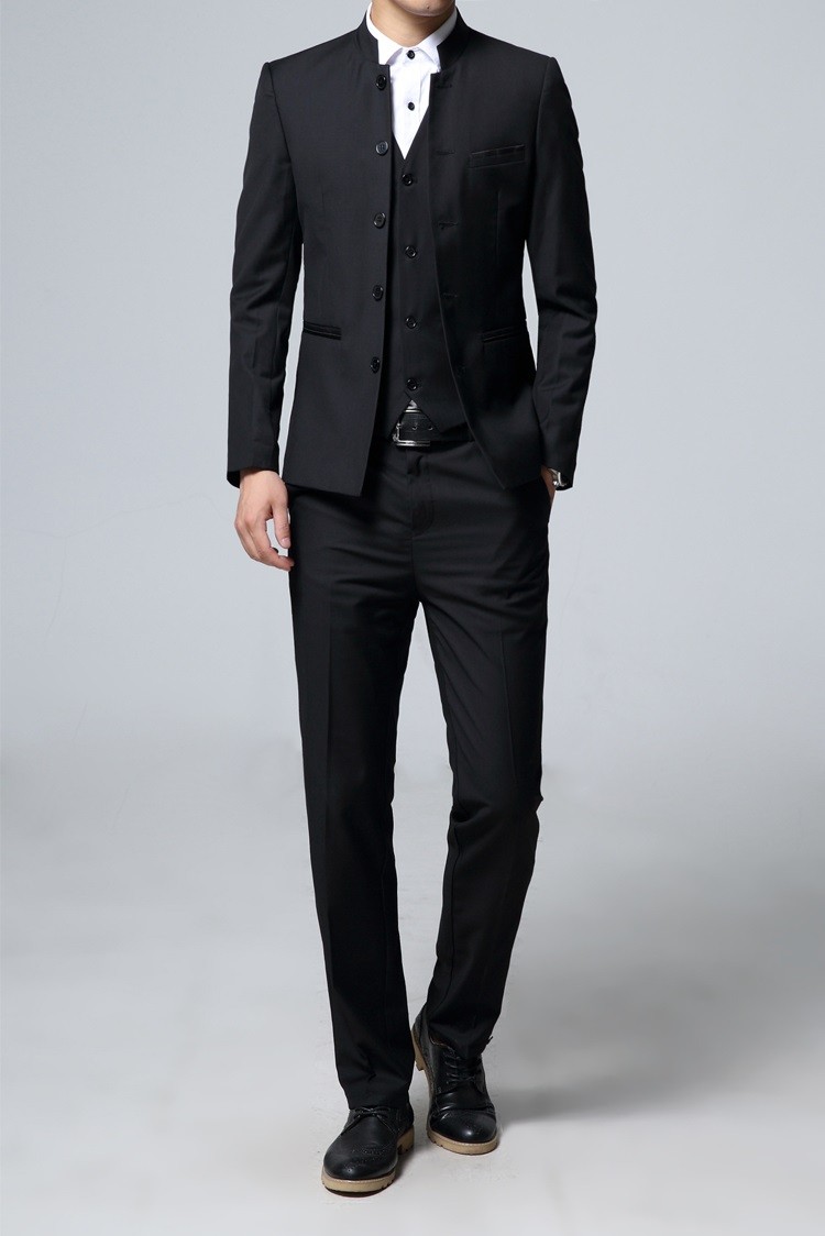 2021新款韩版修身中山装西服套装男结婚礼服西装三件套TZ1903P170,男装西服套装,星座1217-2
