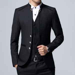 2021新款男修身西服套装宴会礼服商务休闲西装三件套TZ1902P170图片