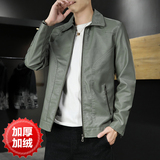秋季男士皮衣帅气宽松机车服翻领加绒外套冬PU皮夹克PU10加厚P70，男装皮衣，星座1217-2