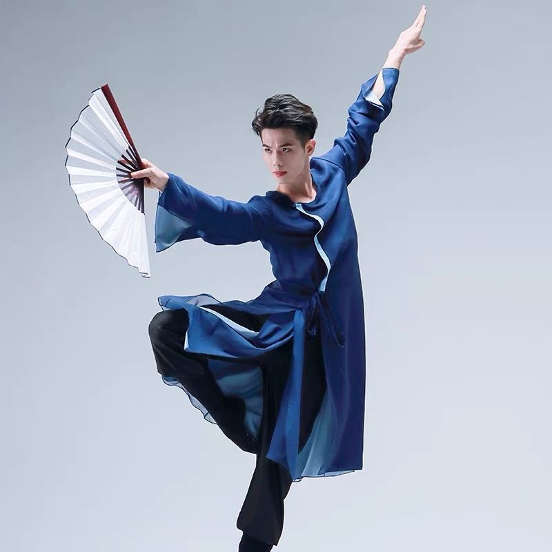 古典舞演出服装男艺考舞台练功服舞蹈表演服套装剑舞神韵纱衣飘逸