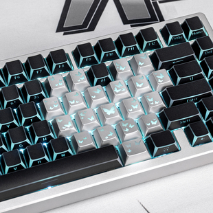 银色爱心蝴蝶黑折影棱角透光侧刻键盘键帽客制化PBT双色注塑原厂