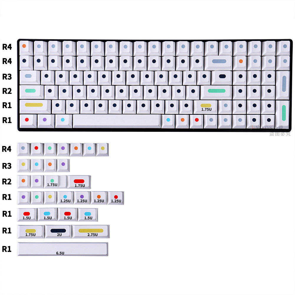 GMK DOTS DOTS KEYCAP WHITE PBT SUBLIMATION 130 KEYS ORIGINAL HEIGHT ADAPTATION MECHANICAL KEYBOARD 75|980