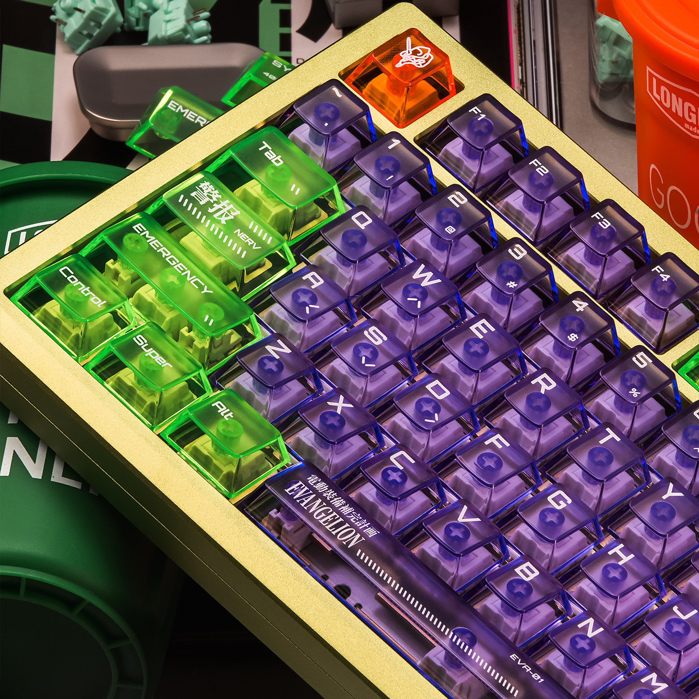 薄荷糖EVA紫初号机PC顶面雾透键帽个性客制化机械键盘UV原厂高度