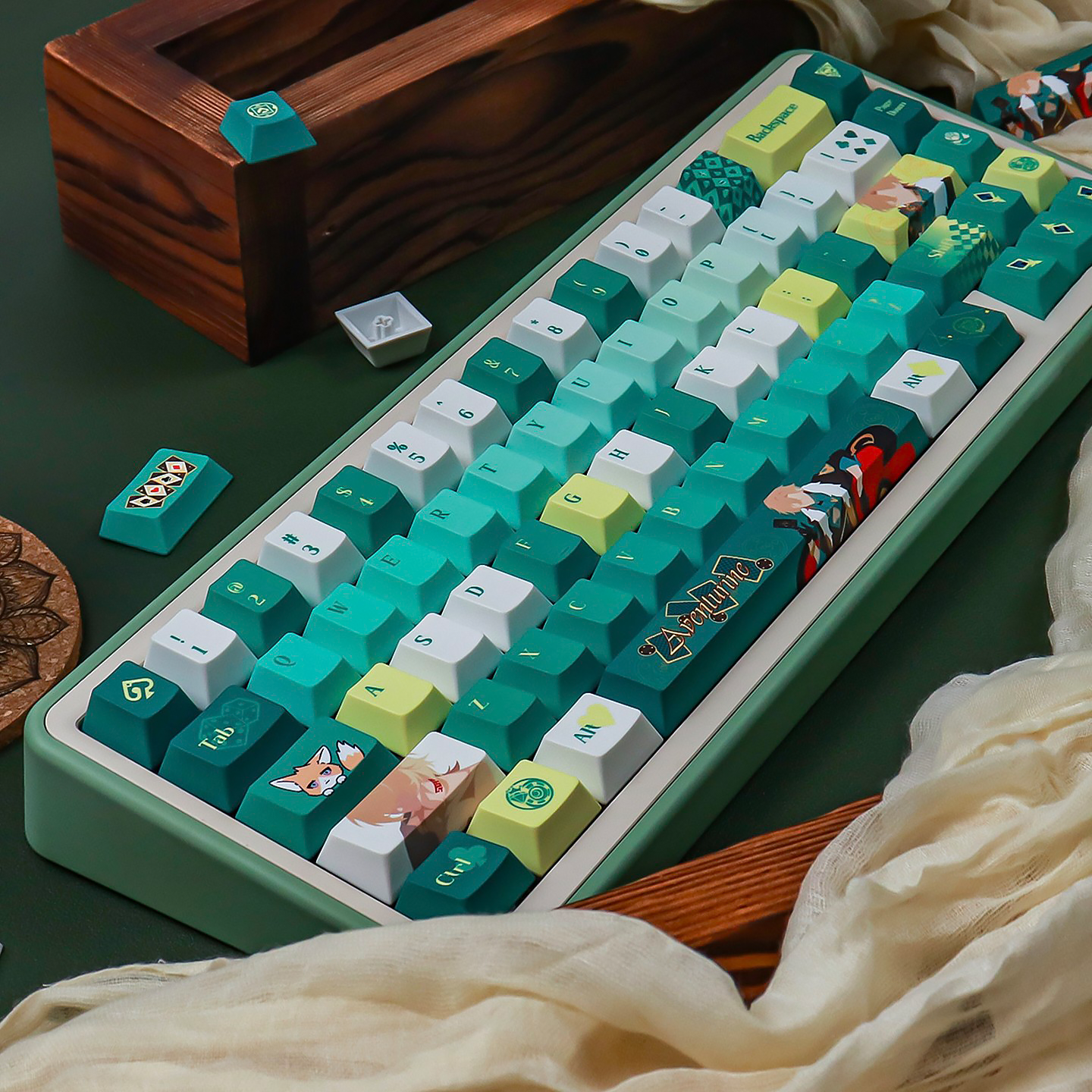 薄荷糖砂金二次元键帽PBT热升华