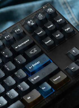 星际五面雾透光PC键帽移印大全套原厂高度适配wooting等机械键盘