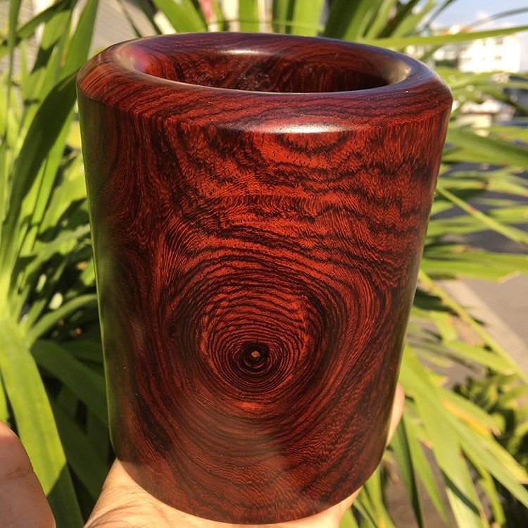红木笔筒缅甸红酸枝笔插中式复古精品鬼脸纹木制实木质实拍茶道筒