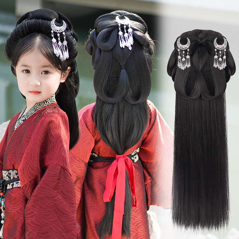 儿童汉服假发女魏晋风战国袍发髻盘发发包古风一体式全套头饰垫发,美发护发/假发,发包/丸子,淘宝优惠券,粉丝福利购,淘宝优惠卷