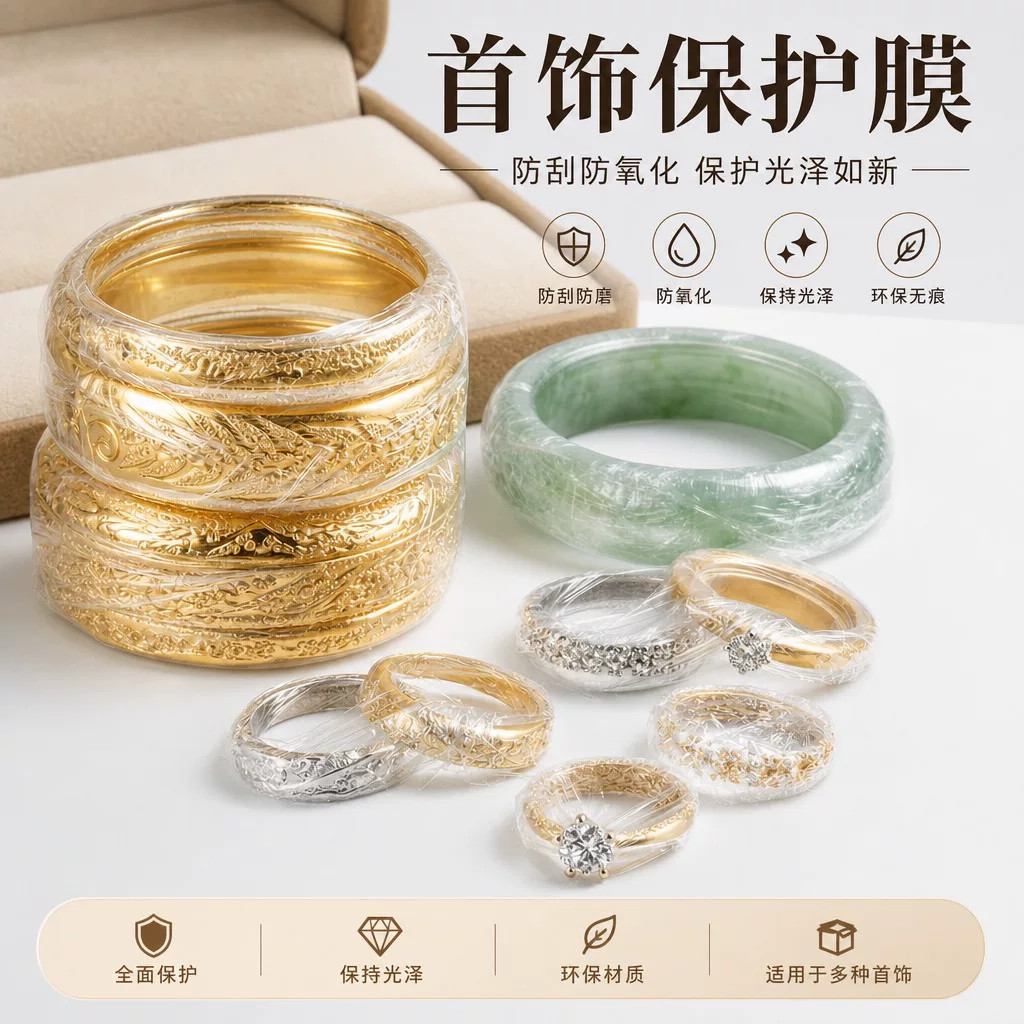 首饰保护膜珠宝黄金手镯项链银饰手表饰品防刮防氧化静电缠绕膜