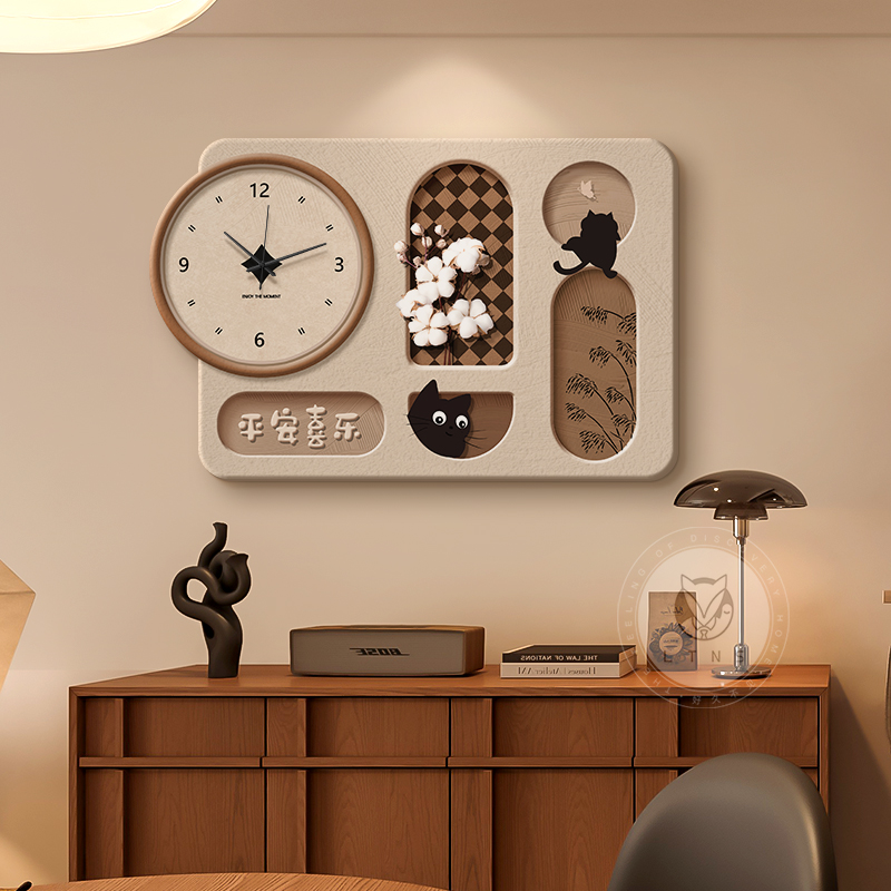 法式中古风复古电表箱装饰画钟表