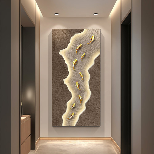 入户玄关装饰画高端九鱼图