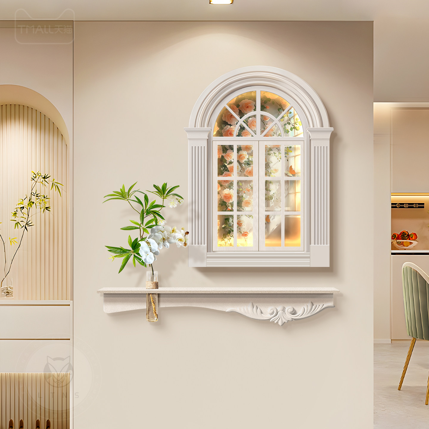 3D立体玄关装饰画法式奶油风假窗户沙发背景墙挂画高级感客厅壁画,家居饰品,现代装饰画,淘宝优惠券,粉丝福利购,淘宝优惠卷