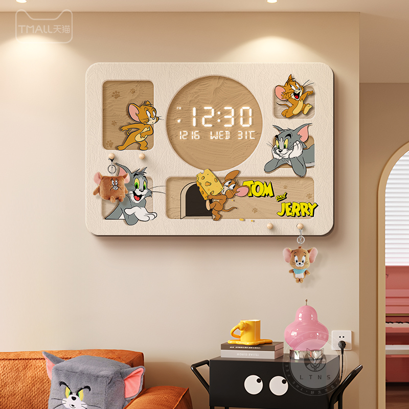 电表箱猫和老鼠洞洞板装饰画