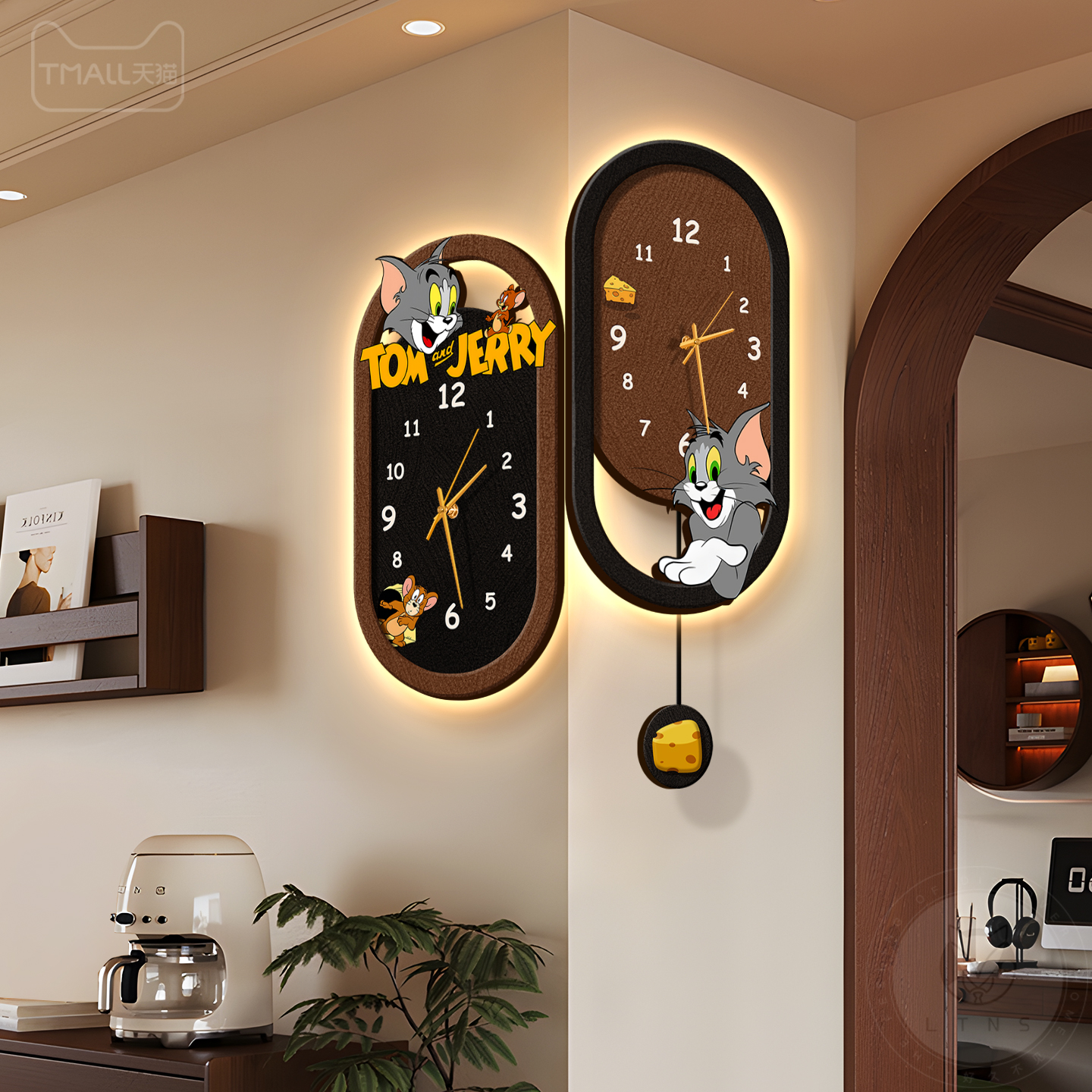 转角挂钟高级感大气客厅电子时钟