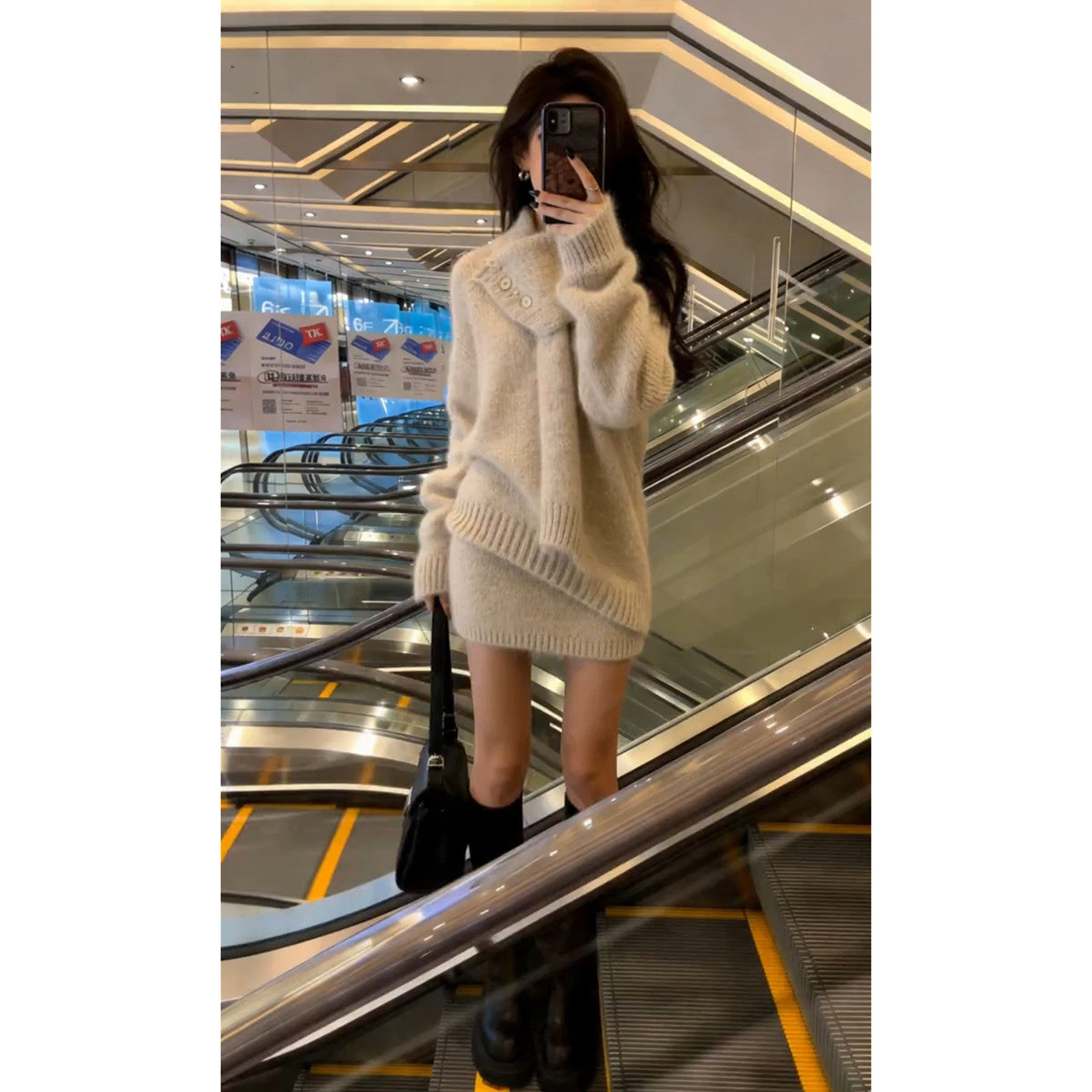 2026新款超火冬装穿搭针织毛衣套装连衣裙子女装秋冬季短裙高级感