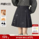 半身裙女灰色a字毛呢裙百褶裙女 尚都比拉含绵羊毛冬季 星空裙