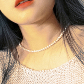 6mm年轻天然淡水小珍珠项链锁骨链送女友近正圆强光可调节素链