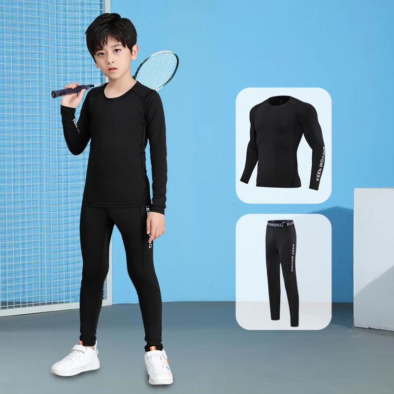 秋冬季儿童羽毛球服套装男小学生乒乓排球体操表紧身衣