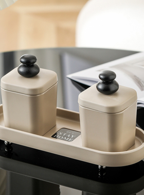 意式简约牙签筒高颜值创意家用高级轻奢个性棉签牙线盒桌面收纳罐