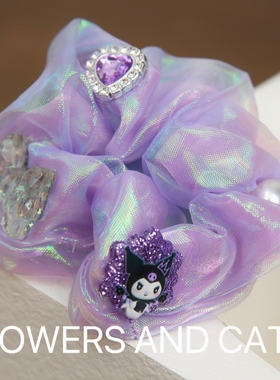 女童可爱缤纷极光紫色大肠发圈不伤发库洛米固定头饰头绳儿童发饰