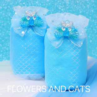 袖套女童防脏护袖儿童可爱卡通蓝花朵蓝色鱼鳞纹花边夏季配饰写作