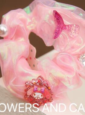 新款蝴蝶结大肠发圈蓝色艾沙公主头绳儿童毛巾圈发绳头饰女童发饰