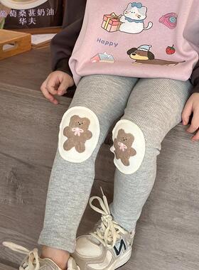 秋冬人鱼女童打底裤烫钻雪花公主裤子外套弹力针织搭配加绒爱心白