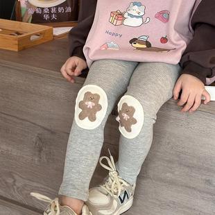 秋冬人鱼女童打底裤烫钻雪花公主裤子外套弹力针织搭配加绒爱心白