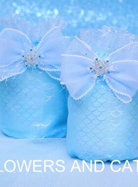 袖套女童护袖手袖儿童公主学生蓝色雪花闪钻鱼鳞防水速干冰雪奇缘