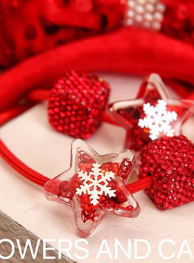 25新款红色新年拜年头饰儿童发夹方钻亮片发绳公主女童喜庆侧边夹