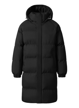 中长款棉衣男冬季加厚面包服保暖连帽棉服外套纯色团购冬训服