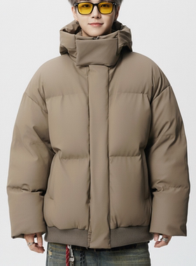 PU皮男冬季连帽防风防水保暖棉衣时尚青年休闲棉服潮流