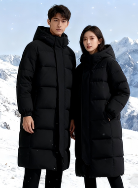 情侣中长款棉衣秋冬季男女连帽长款棉服团购冬训服外套大码